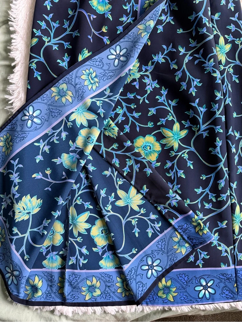 Notations Clothing Co Blue Floral Satin Maxi Skirt Small Vintage Y2K Boho